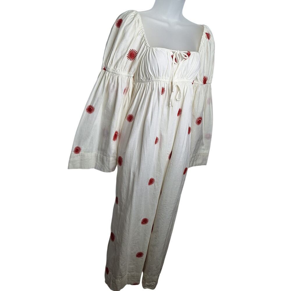 Free People Emory Embroidered Midi Dress XS Prairie Medieval Cottage Boho - Picture 5 of 14
